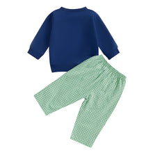 Load image into Gallery viewer, Baby Toddler Boys 2Pcs Golf Outfit Long Sleeve Golf Flag Embroidery Top + Plaid Pants Set
