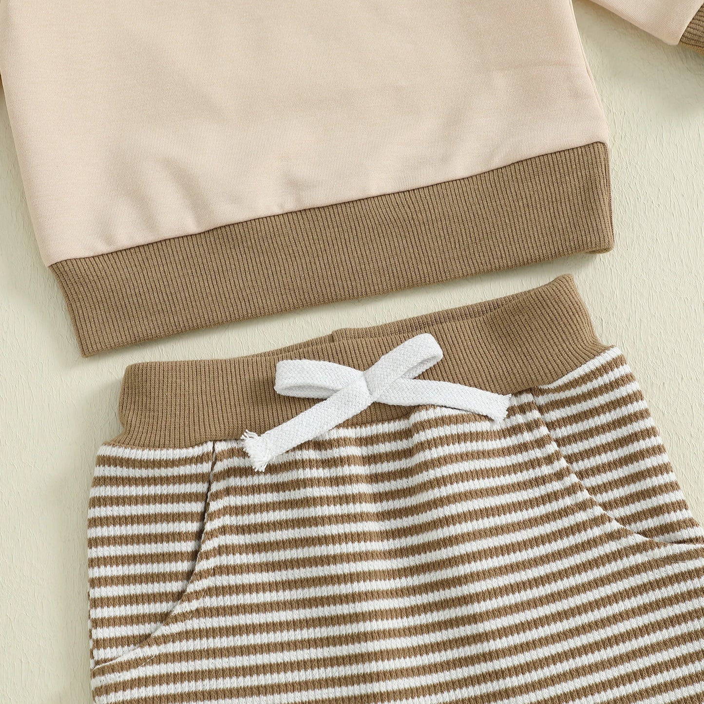 Baby Toddler Boys 2Pcs Jogger Set Long Sleeve Crew Neck Embroidery Gobble Turkey Top with Striped Pants Thanksgiving Clothes