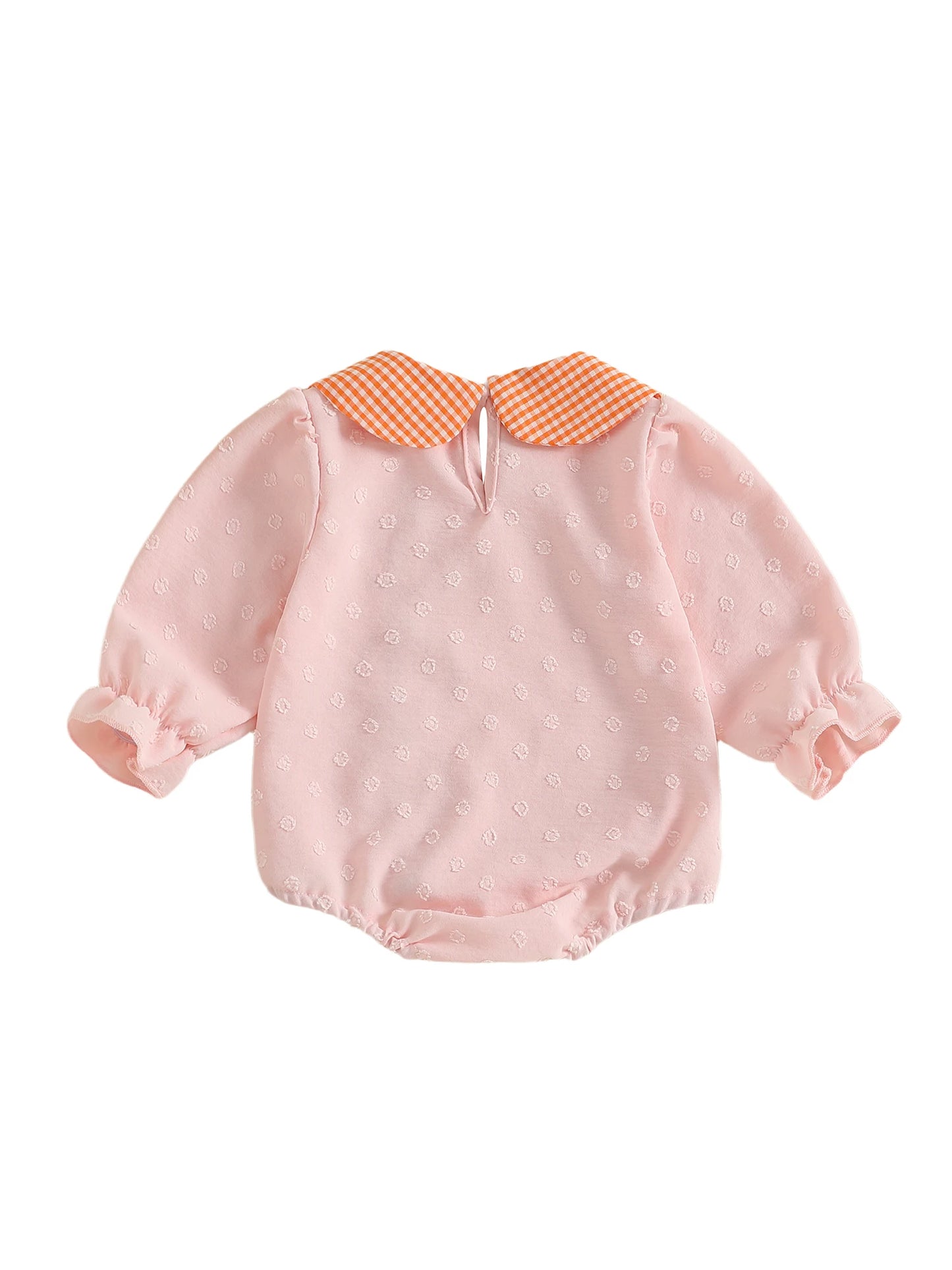 Baby Girl Thanksgiving Bodysuit Long Sleeve Doll Collar Pumpkin Embroidery Romper Fall Playsuit