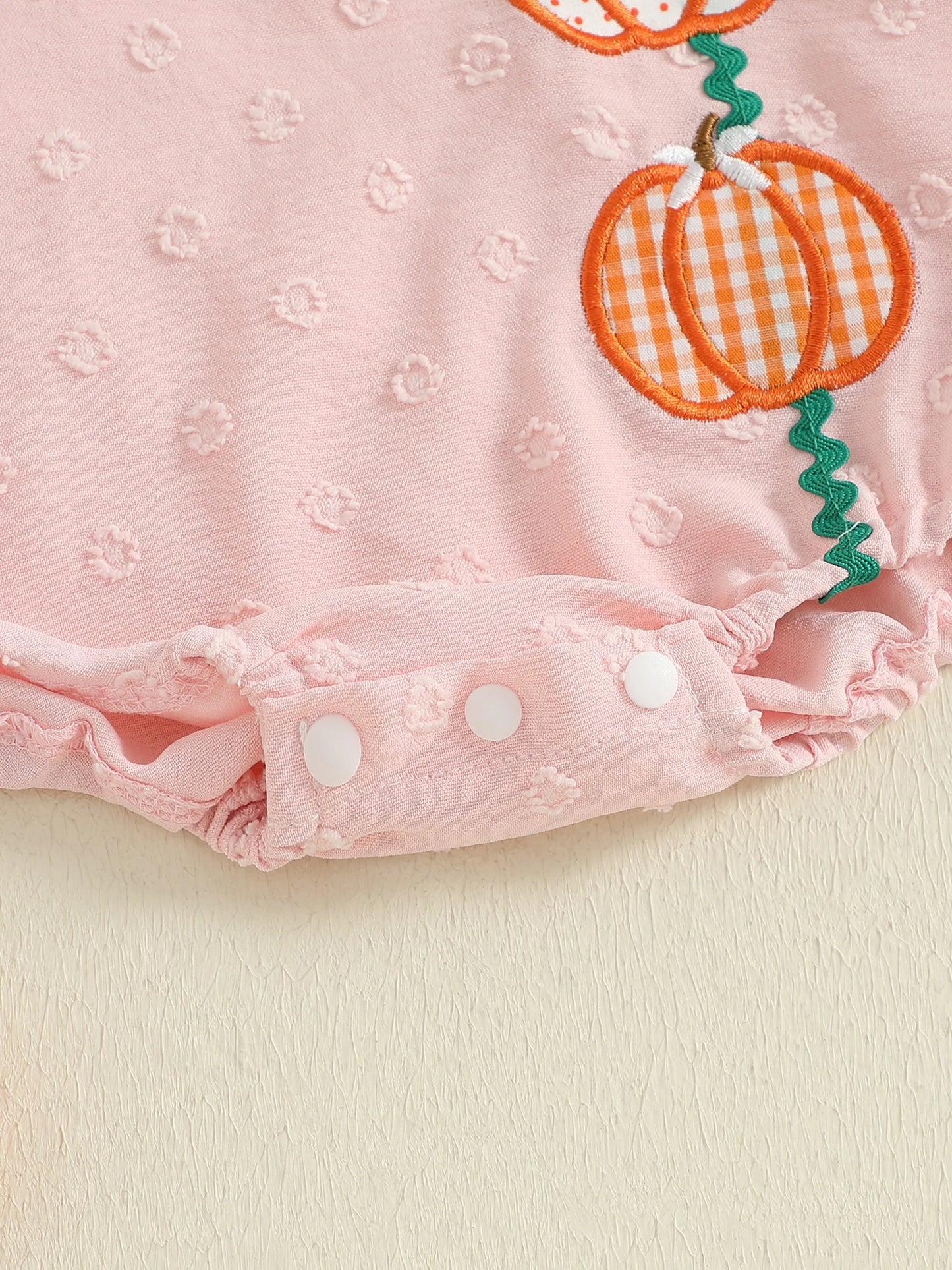 Baby Girl Thanksgiving Bodysuit Long Sleeve Doll Collar Pumpkin Embroidery Romper Fall Playsuit