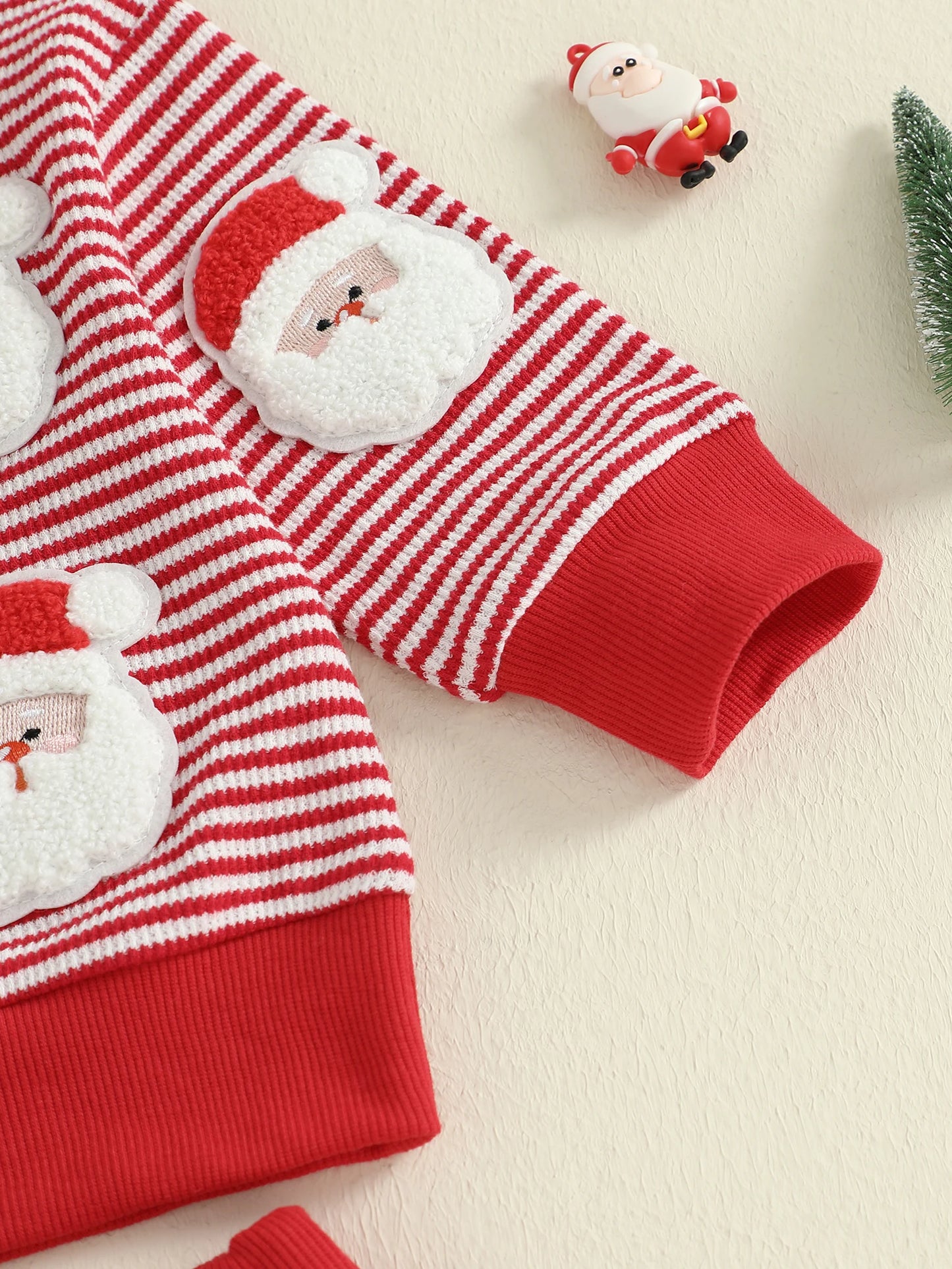 Baby Toddler Boys 2Pcs Christmas Outfits Long Sleeve Stripes Print Top and Pants Jogger Set Winter Clothes