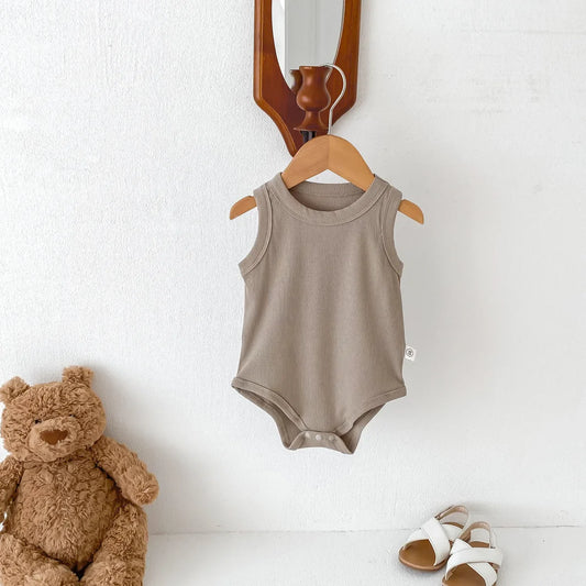Solid Round Neck Bodysuit Romper