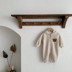 Teddy Bear Patch Hoodie Jumpsuit Romper