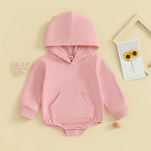 Load image into Gallery viewer, Baby Toddler Boy Girl Hoodie Bubble Romper Pocket Solid Color Long Sleeve
