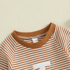 Baby Boy Fall Football Romper Casual Stripe Print Long Sleeve Game Day Jumpsuit