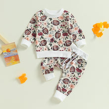Load image into Gallery viewer, Toddler Boy Girl Baby 2Pcs Fall Outfit Football Print Long Sleeve Tops and Elastic Long Pants Outfit

