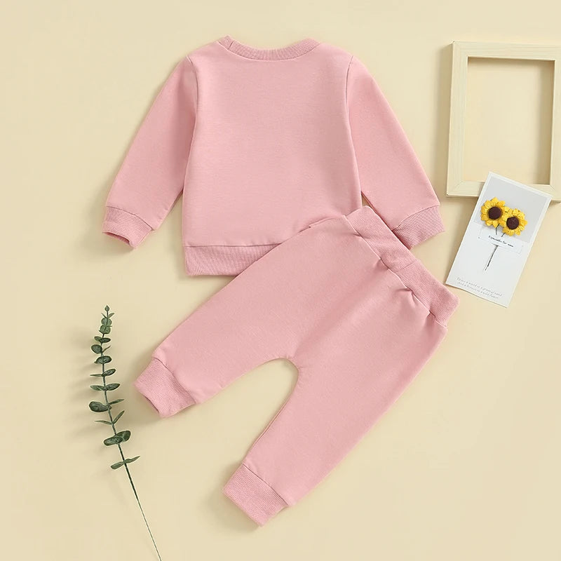 Baby Toddler Girls 2Pcs Outfit Auntie's Bestie Long Sleeve Crewneck Top Jogger Pants Set