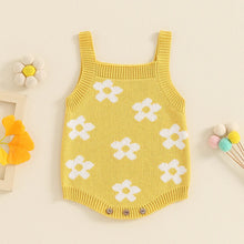 Load image into Gallery viewer, Baby Girl Summer Knit Romper Casual Floral Print Sleeveless Jumpsuit
