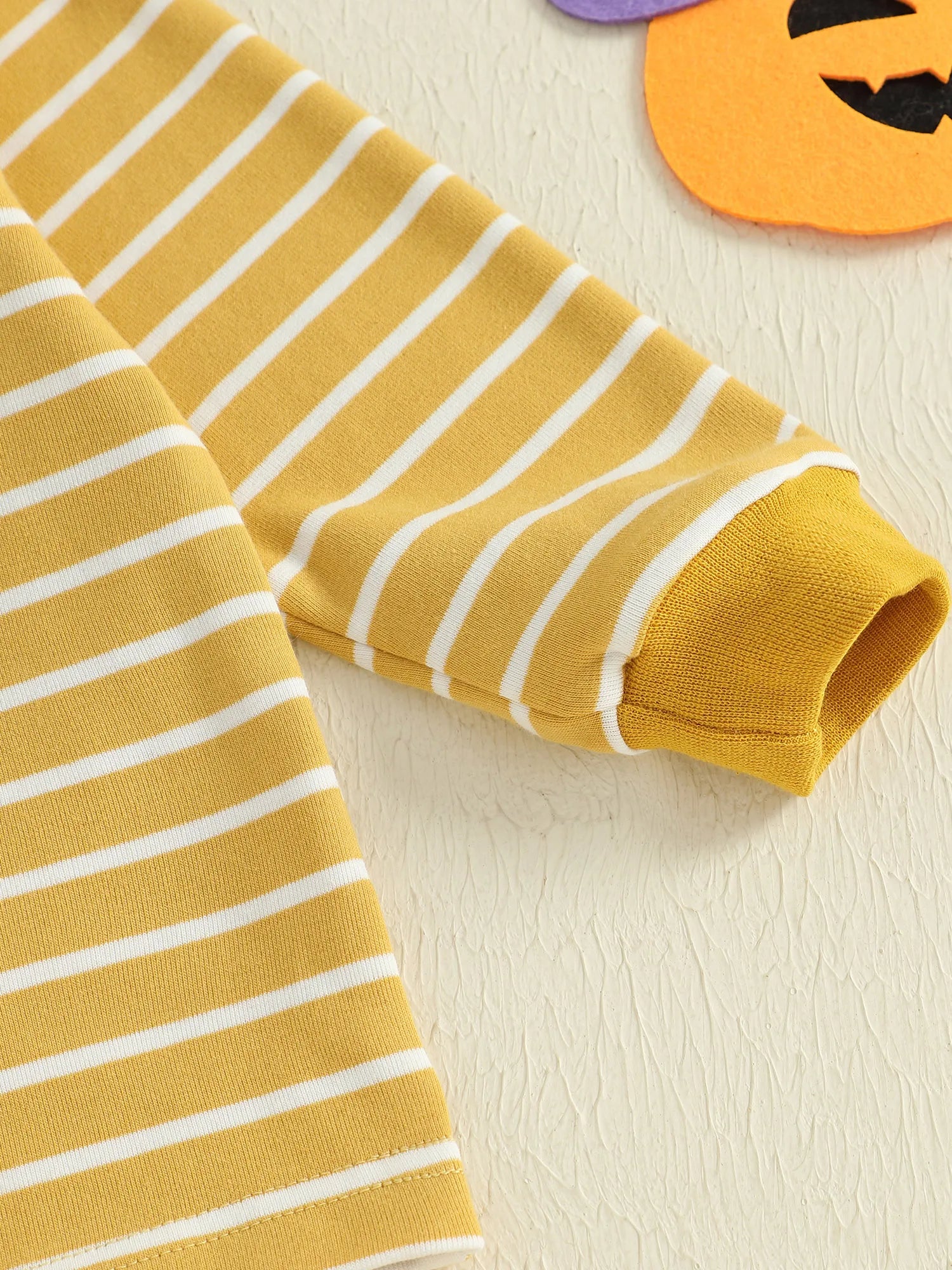 Baby Toddler Girls Boys 2Pcs Halloween Pajamas Set Long Sleeve Embroidery Pumpkin Ghost Top with Striped Pants Sleepwear