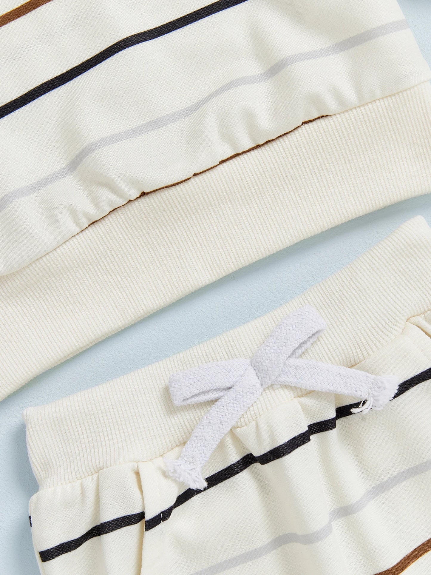 Baby Toddler Boys 2Pcs Autumn Pants Sets Long Sleeve O Neck Striped Top Drawstring Pants Jogger Set