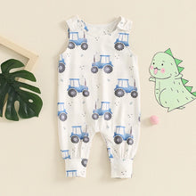 Load image into Gallery viewer, Baby Boys Romper Overalls Casual Summer Dinosaur/Tractor Print Sleeveless Jumpsuit
