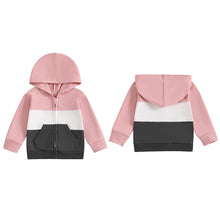 Load image into Gallery viewer, Baby Toddler Boys Girls Contrast Color Long Sleeve Zip Up Hooded Top
