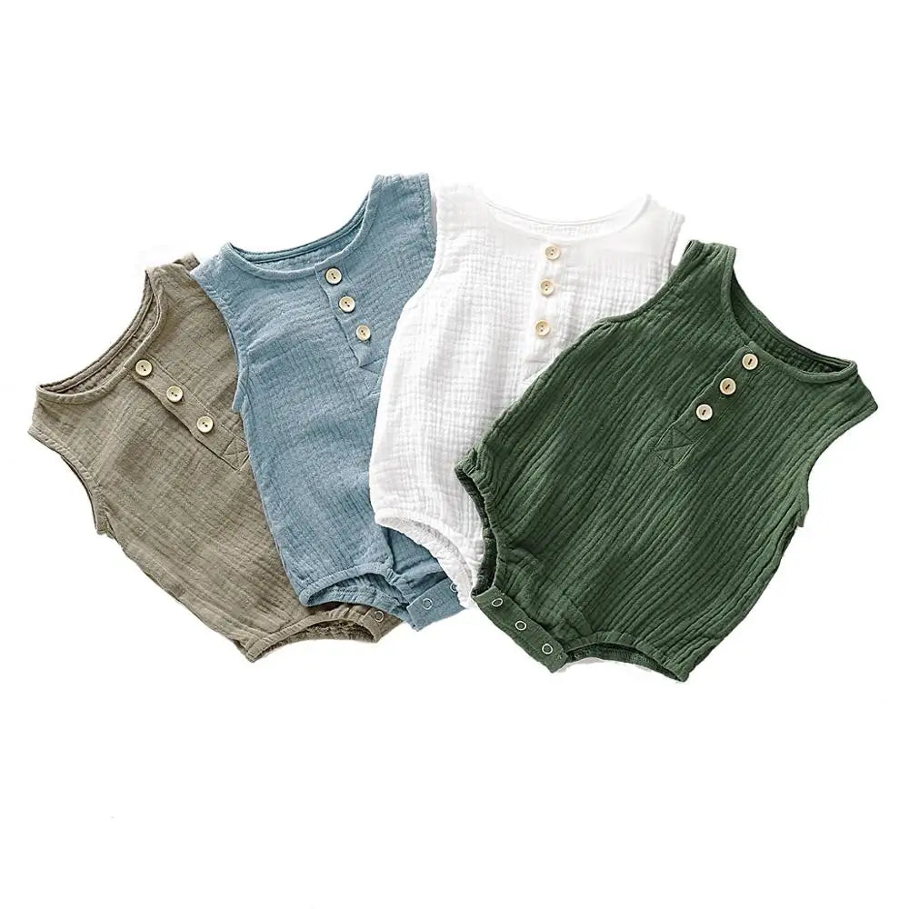 Sleeveless Muslin Bodysuit Romper