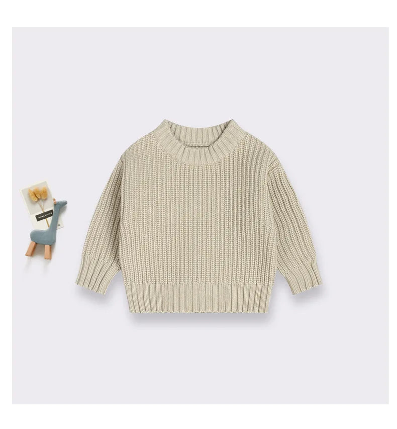 Newborn Baby Sweater Kid Boy Girl Winter Clothes Warm Thick Knit Pullover Top Infant Long Sleeve Basic Knitwear Outfit