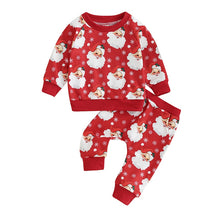 Load image into Gallery viewer, Baby Toddler Girls Boys 2Pcs Christmas Clothes Long Sleeve Santa Claus Print Crewneck Top Pants Set

