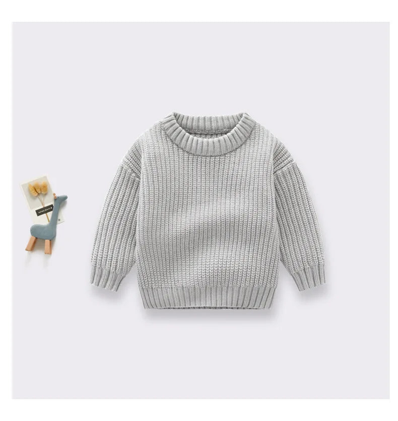 Newborn Baby Sweater Kid Boy Girl Winter Clothes Warm Thick Knit Pullover Top Infant Long Sleeve Basic Knitwear Outfit