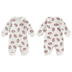 Baby Boys Girls Jumpsuit Long Sleeve Round Neck Football Print Romper