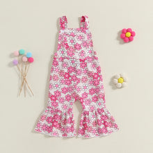 Load image into Gallery viewer, Baby Toddler Girls Romper Jumpsuit Strawberry / Flower Print Sleeveless Overalls Flare Pants with Pocket Jumpsuit
