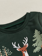 Baby Toddler Boys 2Pcs Christmas Clothes Reindeer Tree Winter Print Long Sleeve Round Neck Pullover Elastic Waist Long Jogger Pants