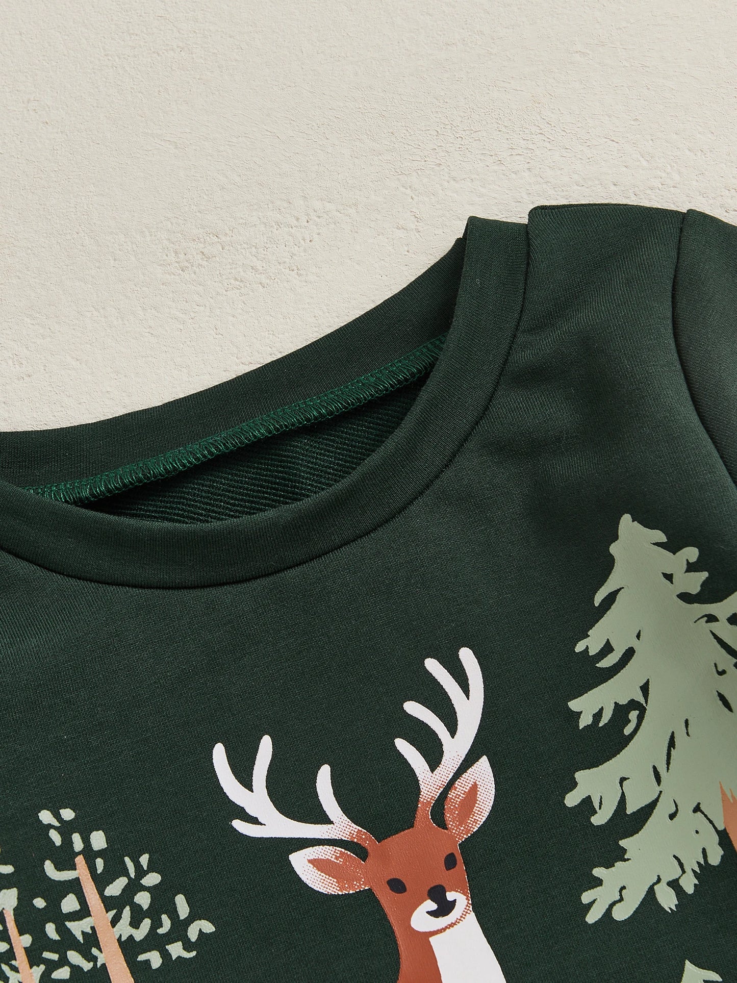 Baby Toddler Boys 2Pcs Christmas Clothes Reindeer Tree Winter Print Long Sleeve Round Neck Pullover Elastic Waist Long Jogger Pants