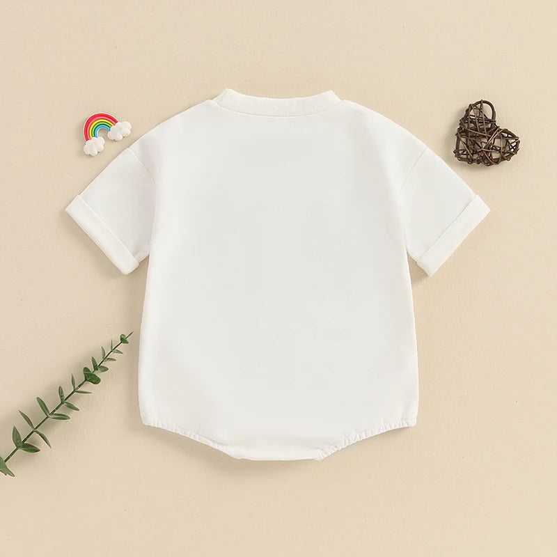 Baby Boy Girl His Plan Is Perfect Romper Short Sleeve Crew Neck Rainbow Letters Print Jumpsuit Clothes