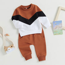 Load image into Gallery viewer, Baby Toddler Boys 2Pcs Casual Pants Sets Long Sleeve Contrast Color Block Top and Pants Outfit
