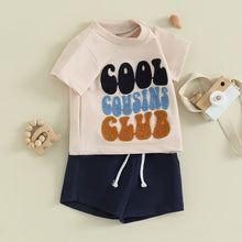 Load image into Gallery viewer, Toddler Kids Baby Boy Girl 2Pcs Summer Clothes Cool Cousins Club Short Sleeve Top with Shorts Set Outfit Family Matching
