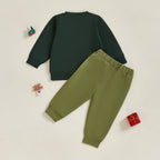 Baby Toddler Boys 2Pcs Christmas Clothes Reindeer Tree Winter Print Long Sleeve Round Neck Pullover Elastic Waist Long Jogger Pants