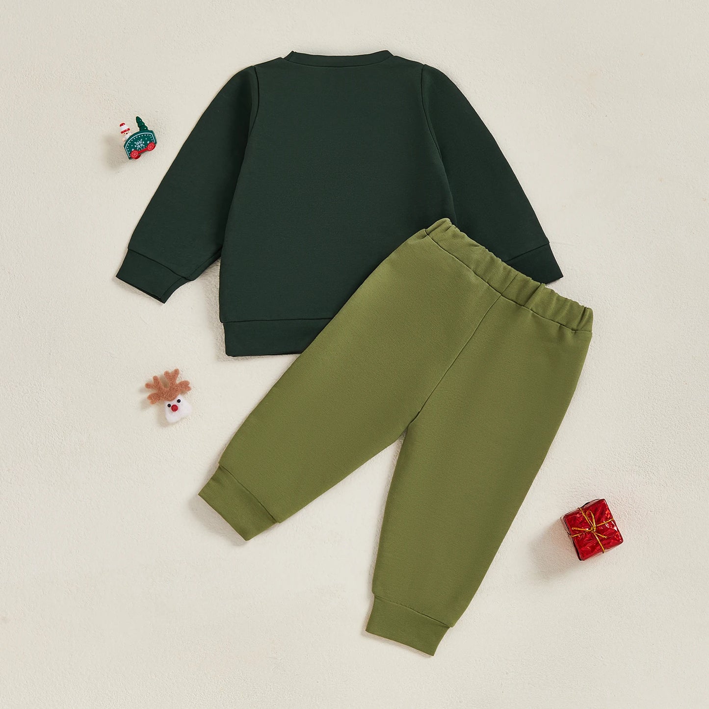 Baby Toddler Boys 2Pcs Christmas Clothes Reindeer Tree Winter Print Long Sleeve Round Neck Pullover Elastic Waist Long Jogger Pants
