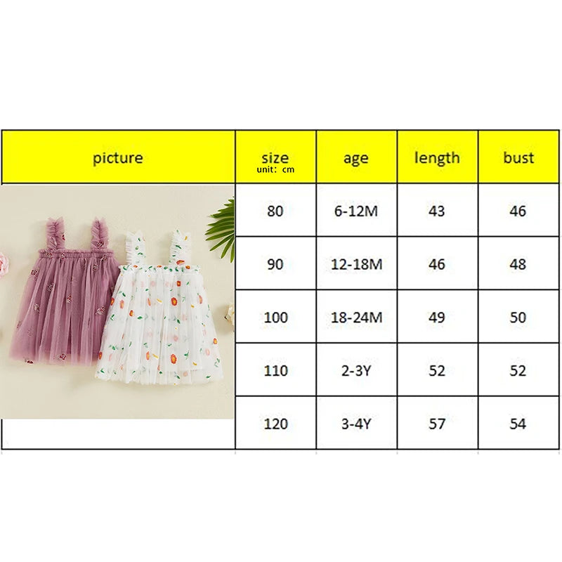 Baby Toddler Girls Princess Dress Sleeveless Flower Embroidery A-line Tulle Tank Top Dresses Clothes