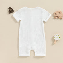 Load image into Gallery viewer, Baby Boys Girls Summer Short Sleeve Romper Solid Color Front Button Jumpsuit

