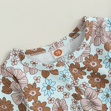 Load image into Gallery viewer, Baby Girl 2Pcs Fall Romper Outfits Long Sleeve Floral Print Zip Up Jumpsuit Headband Boy Set
