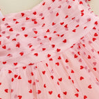 Baby Toddler Girl Valentine’s Day Dress Heart Print Short Puff Sleeve Tulle Princess