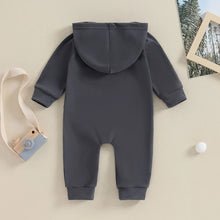 Load image into Gallery viewer, Baby Boy Girl Zipper Romper Long Sleeve Hooded Jumpsuit Solid Color Warm Bodysuit
