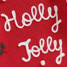 Load image into Gallery viewer, Baby Toddler Girls Boys Holly Jolly Christmas Sweater Classic Long Sleeve Letter Embroidery Knit Pullover Top
