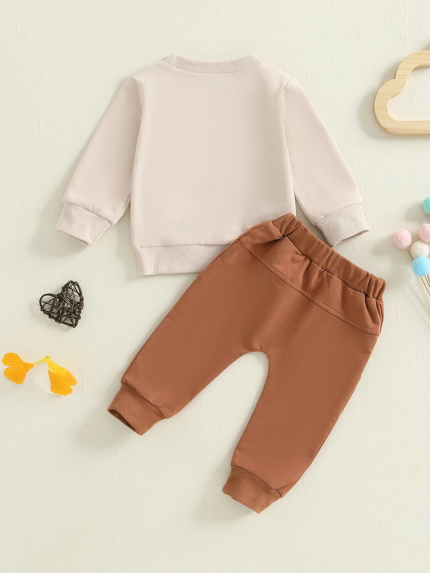 Baby Toddler Boys 2Pcs Jesus Loves Me Fall Outfit Letter Print Long Sleeve Top and Elastic Pants 2Piece Clothes Jogger Set