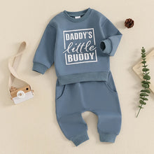 Load image into Gallery viewer, Baby Toddler Boys 2Pcs Daddy&#39;s Little Buddy Jogger Set Long Sleeve Letters Print Top with Elastic Waist Pants Outfit
