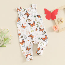 Load image into Gallery viewer, Baby Girl Summer Romper Cute Butterfly/Cactus Print Sleeveless Round Neck Jumpsuit Overalls
