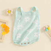 Load image into Gallery viewer, Baby Girl Summer Knit Romper Casual Floral Print Sleeveless Jumpsuit
