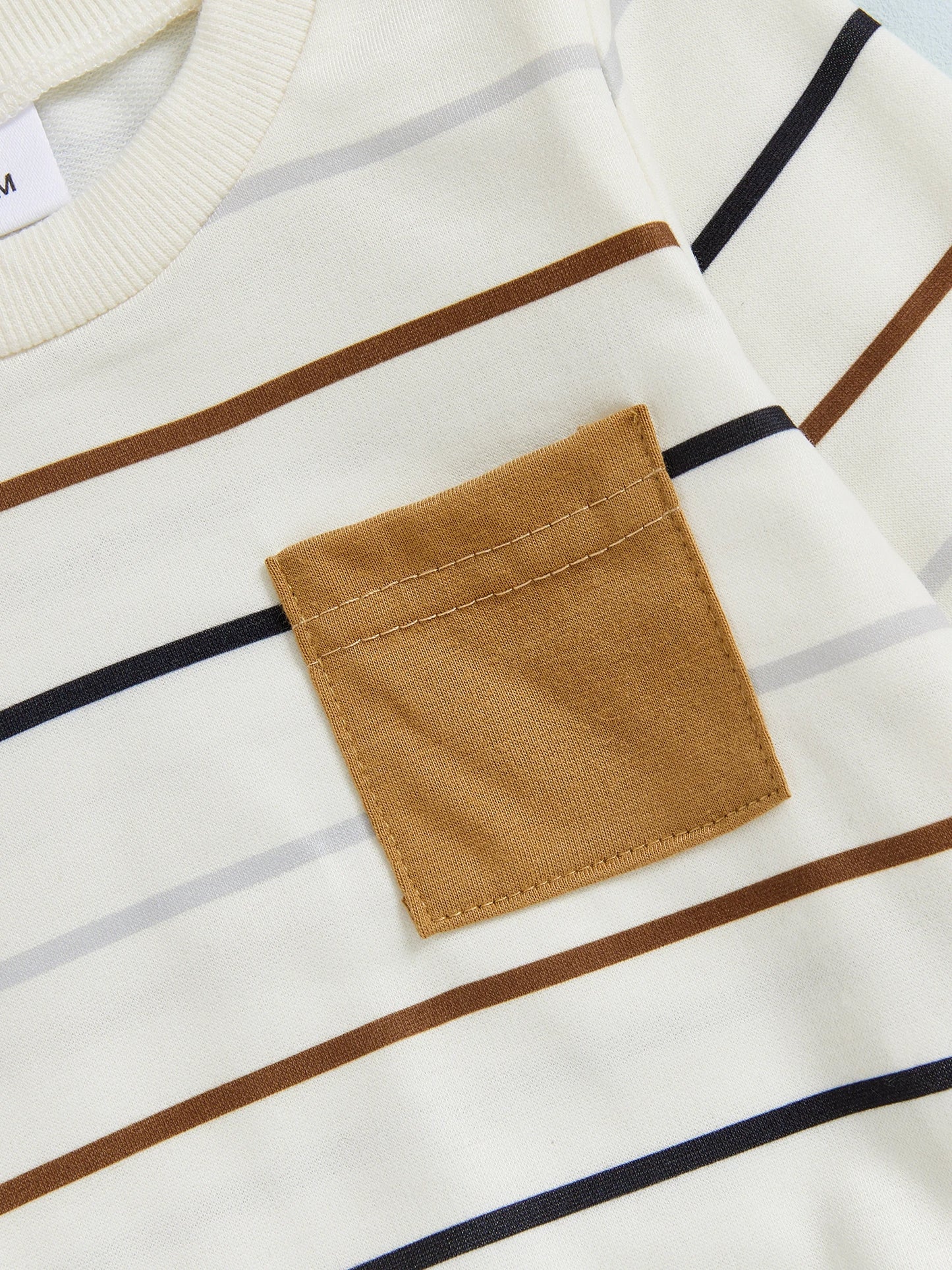 Baby Toddler Boys 2Pcs Autumn Pants Sets Long Sleeve O Neck Striped Top Drawstring Pants Jogger Set