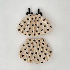 Double Layered Heart Print Tank and Shorts Set
