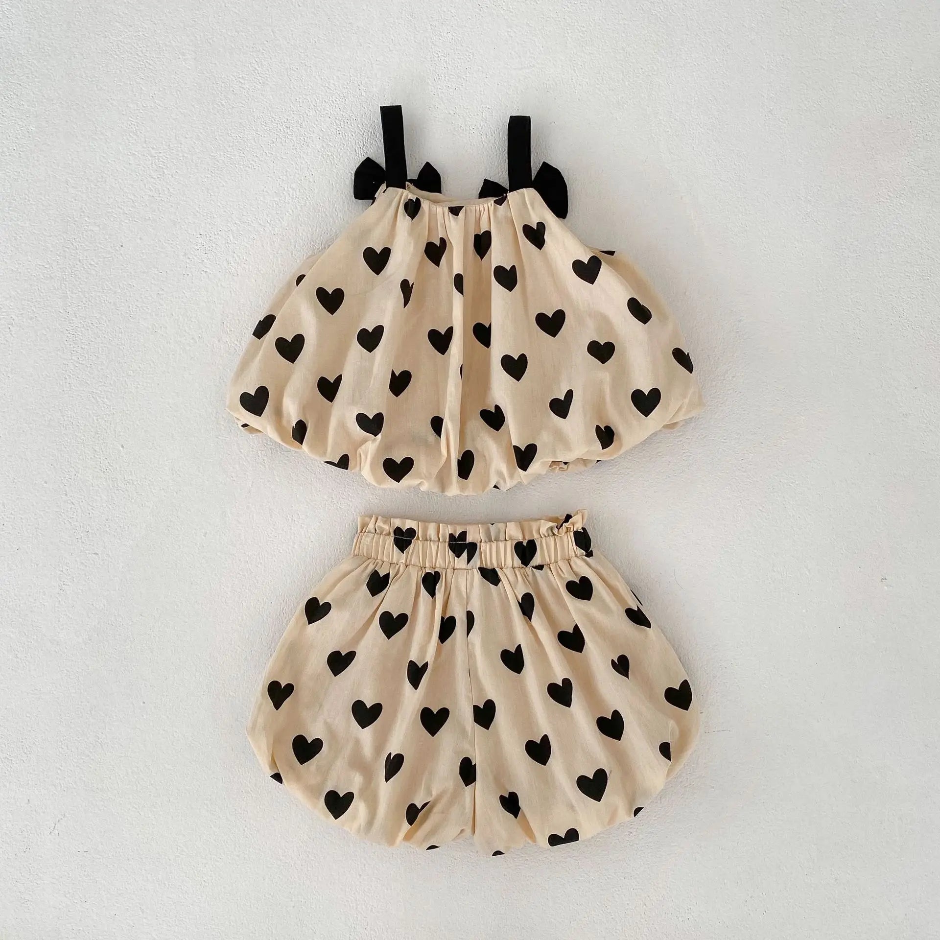 Double Layered Heart Print Tank and Shorts Set