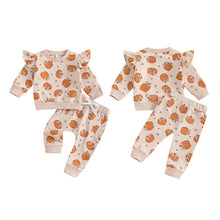 Load image into Gallery viewer, Baby Toddler Girl 2Pcs Halloween Outfit Pumpkin Print Long Sleeve Top with Elastic Waist Pants Set
