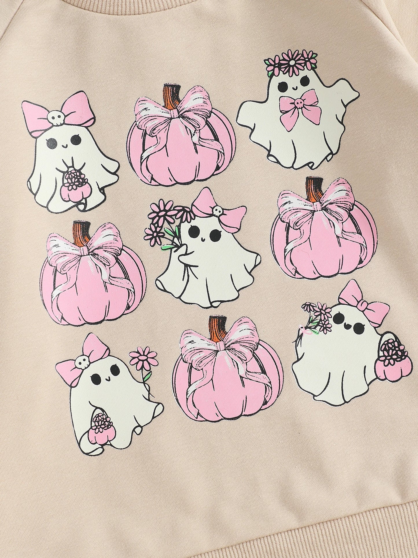 Baby Toddler Girls Boys Halloween Ghost Pumpkin Print Stylish Loose Fit Casual O-Neck Long Sleeve Pullover Top