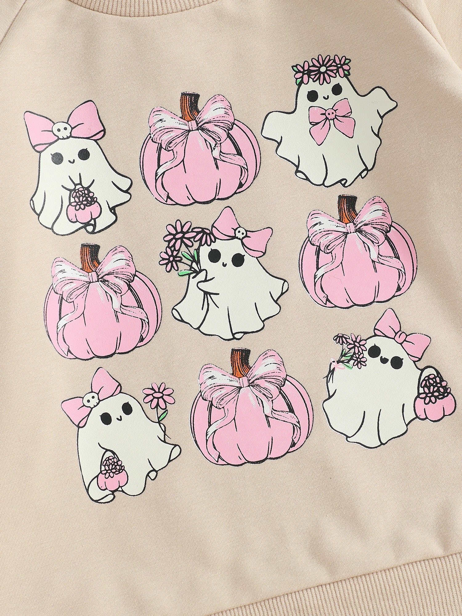 Baby Toddler Girls Boys Halloween Ghost Pumpkin Print Stylish Loose Fit Casual O-Neck Long Sleeve Pullover Top