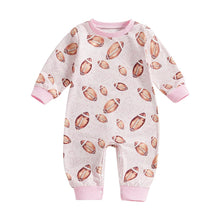 Load image into Gallery viewer, Baby Girls Crewneck Fall Romper Football Print Long Sleeve Jumpsuit
