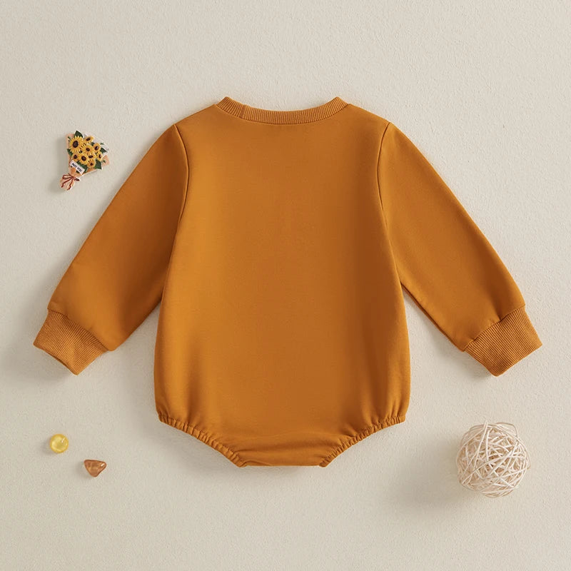 Baby Girls Boys Homemade Rolls Bubble Romper Thanksgiving Letter Print Long Sleeve Fall Bodysuit