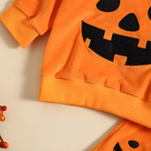 Load image into Gallery viewer, Toddler Baby Boy Girl 2Pcs Outfit Halloween Clothes Pumpkin Print Sweatshirt and Elastic Pants
