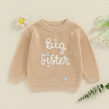 Load image into Gallery viewer, Toddler Kids Girl Big Sister Sweater Cute Long Sleeve Letter Embroidery Knit Pullover Loose Top
