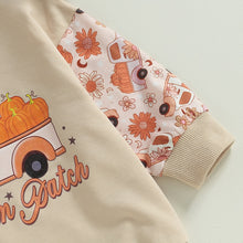 Load image into Gallery viewer, Baby Girls Halloween Bodysuit Crew Neck Long Sleeve Letter Floral Pumpkin Meet me at the Pumpkin Patch Print Romper
